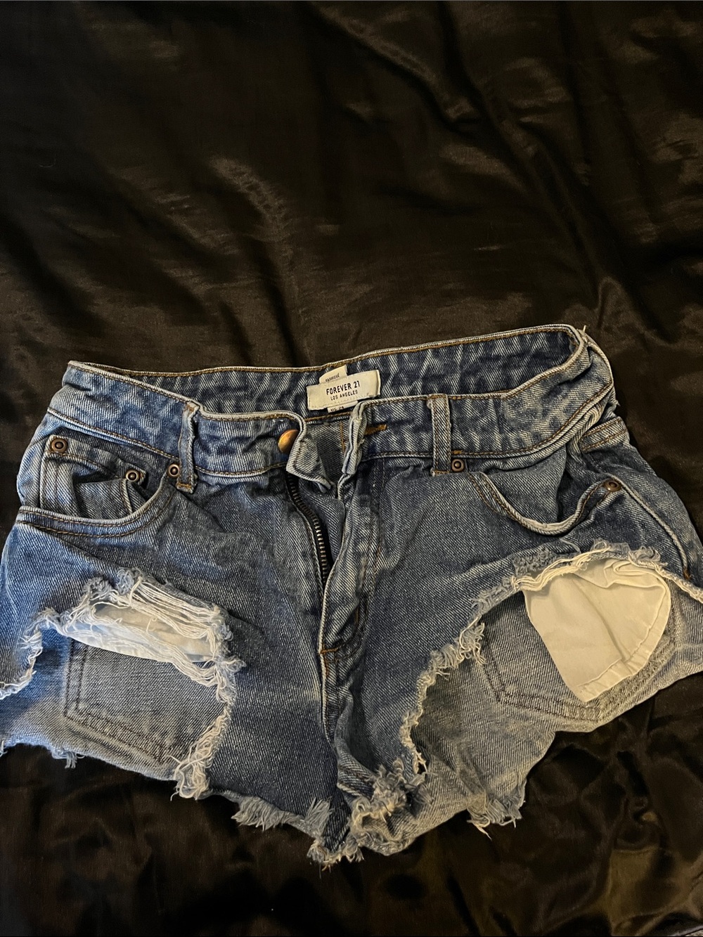 Forever 21 Light Blue Distressed Denim Cutoff Shorts